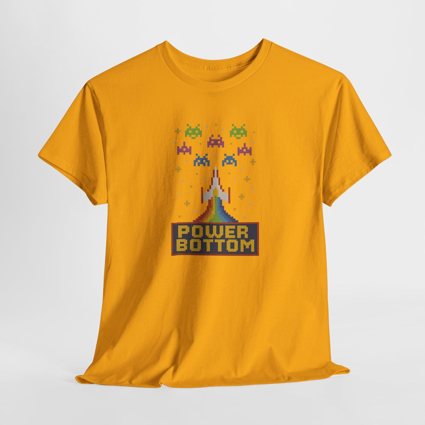 Retro Pixel Arcade "POWER BOTTOM" T-Shirt