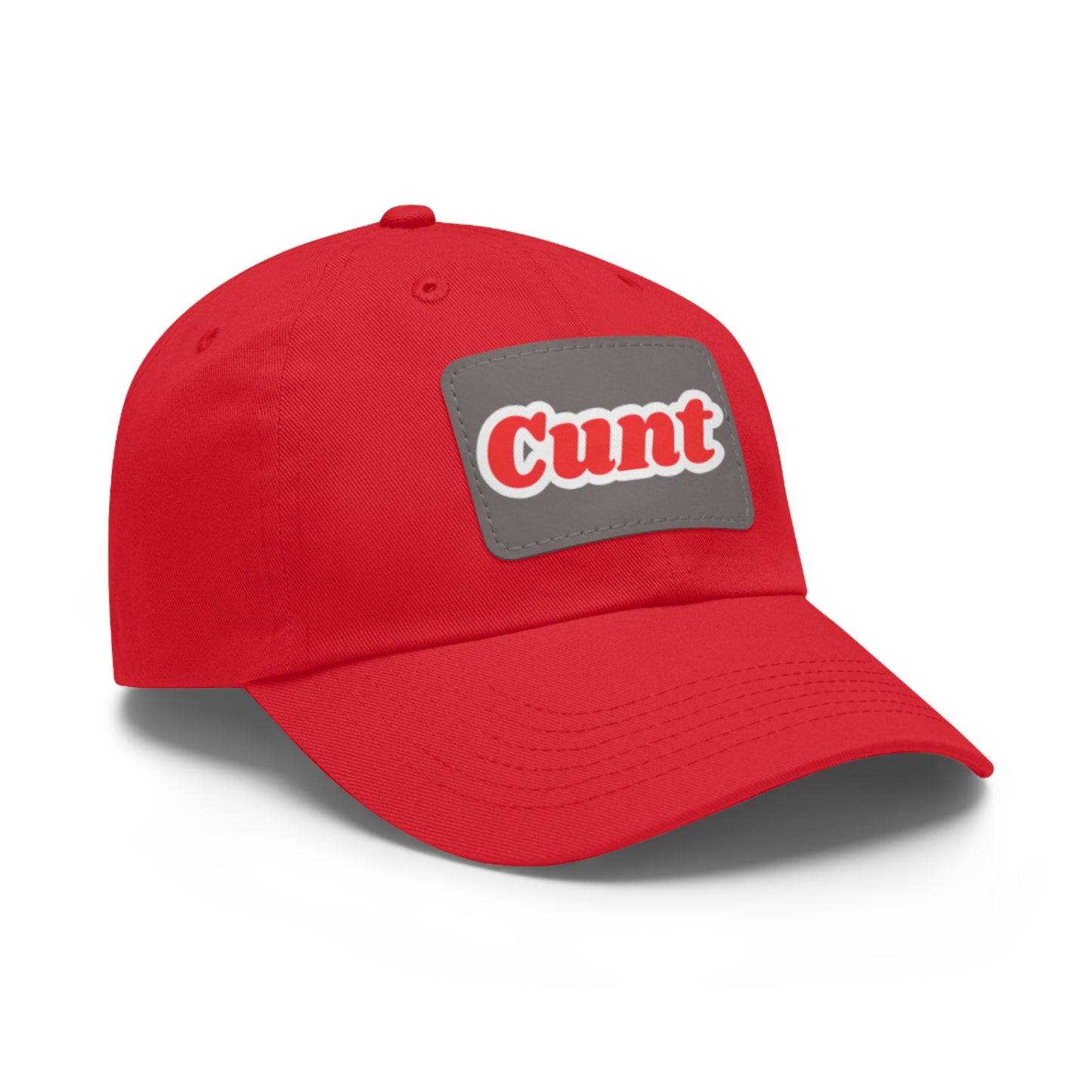 C*UNT Leather Patch Dad Hat — Vintage Rectangle Patch Baseball Cap