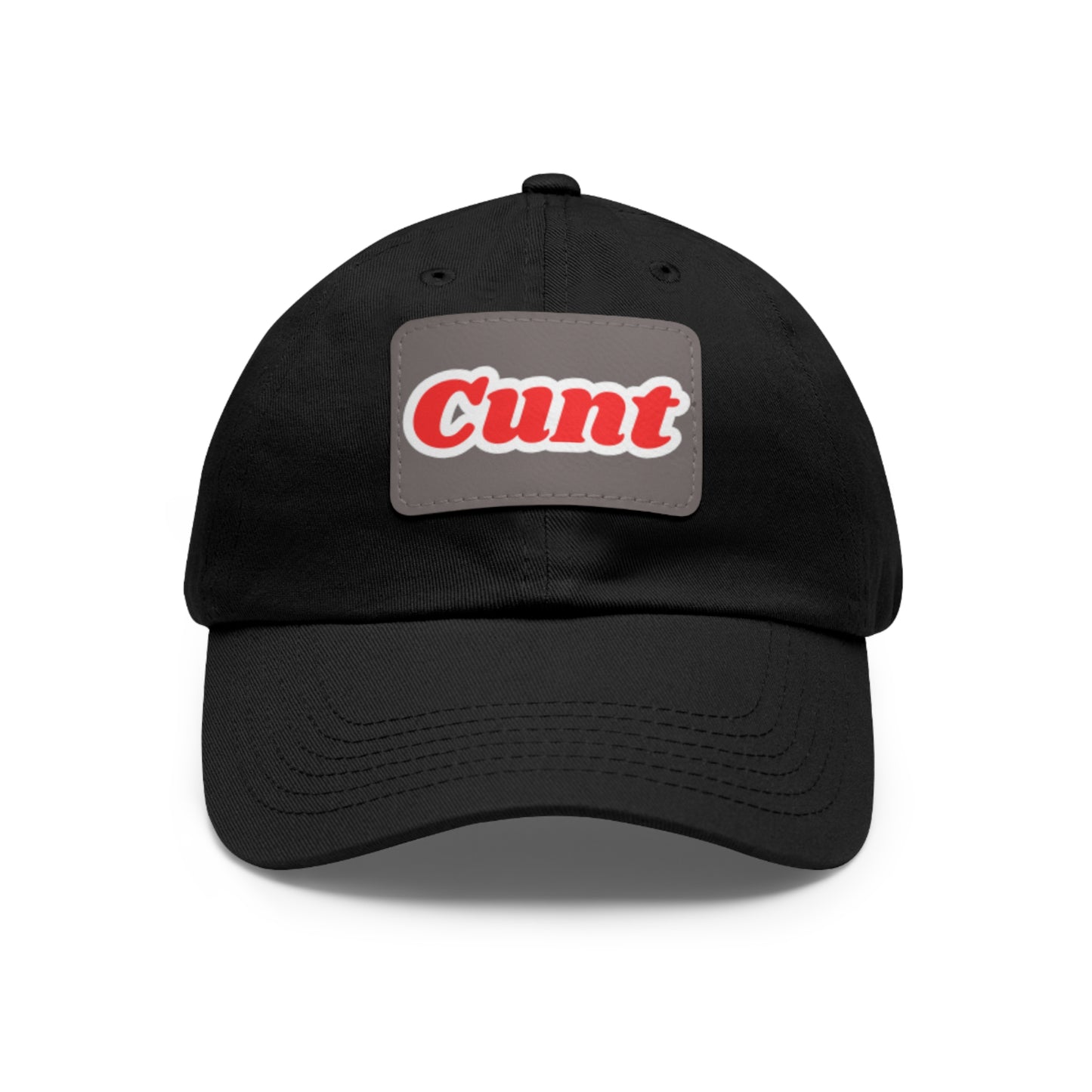 C*UNT Leather Patch Dad Hat — Vintage Rectangle Patch Baseball Cap
