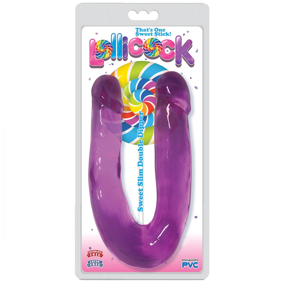 Lollicock Sweet Slim Double Dipper Dildo - Purple