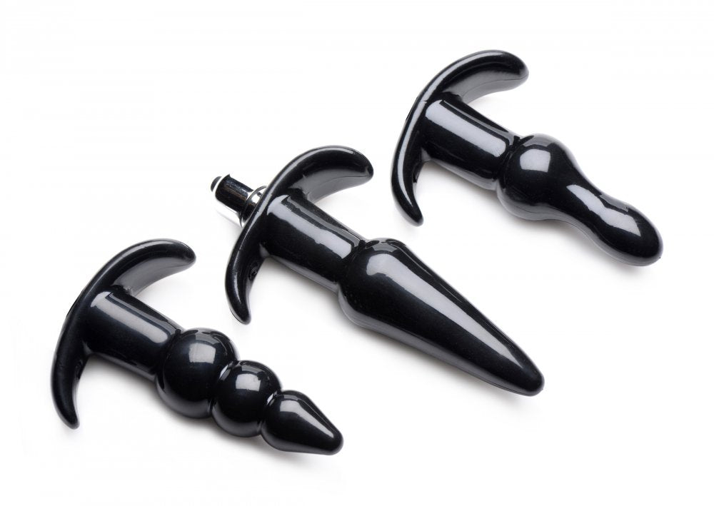 Thrill Trio Vibrating Anal Plug Set - Black