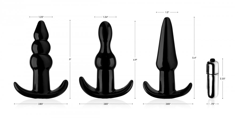 Thrill Trio Vibrating Anal Plug Set - Black