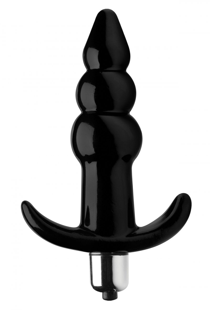 Ribbed Vibrating Butt Plug - Black