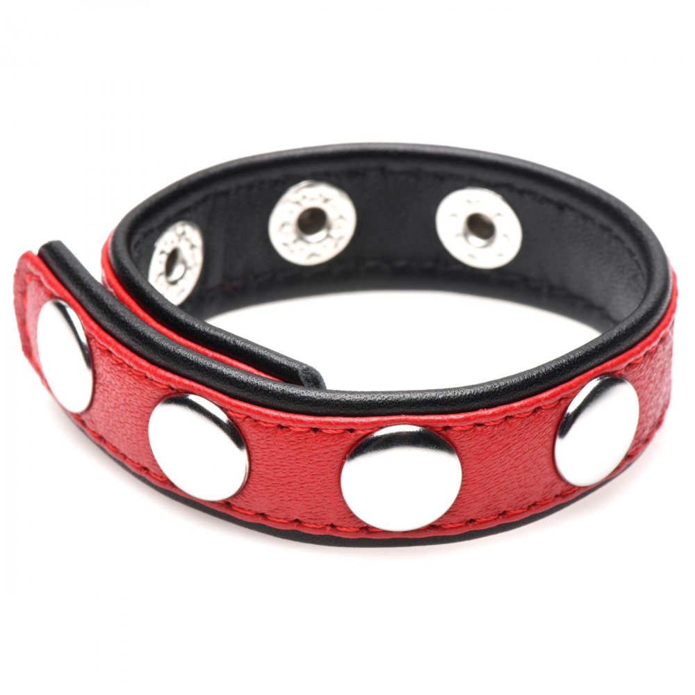 Leather Speed Snap Cock Ring - Red Code: AG845-Red