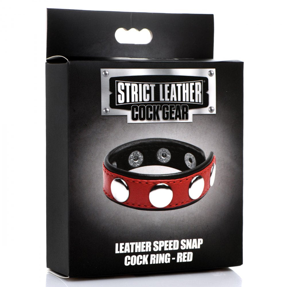 Leather Speed Snap Cock Ring - Red Code: AG845-Red