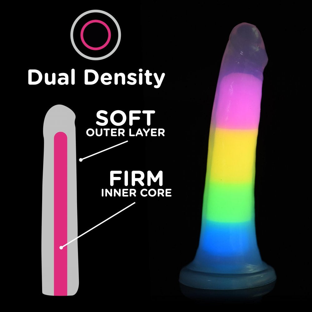 7 Inch Glow-in-the-Dark Rainbow Silicone Dildo